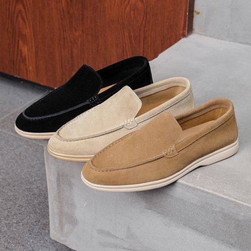 Plus Size Loafers, Classic Minimalist Comfort Genuine Suede Leather Moccasins, Slip-On Casual Leather Shoes for Spring & Autumn