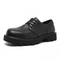 Men's Genuine Leather Derby Shoes, Low-top Martin Boots, Minimalist Platform Height-increasing Black Work Shoes, Casual Leather Footwear for Men